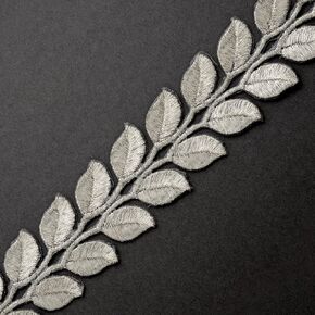 2-Yards Iron on Metallic Leaves Trim for Bridal, Costume or Jewelry, Crafts and Sewing, 1-3/8 Inch, SMB-3004 (Gold)