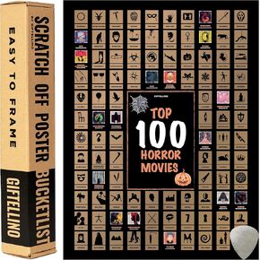 ملصق أفضل 100 فيلم قابل للخدش - سهل التأطير - قائمة مرجعية للسينما هدية ليلية لمحبي الأفلام - تقويم الأفلام التي يجب مشاهدتها - قائمة دلو الأفلام النهائية