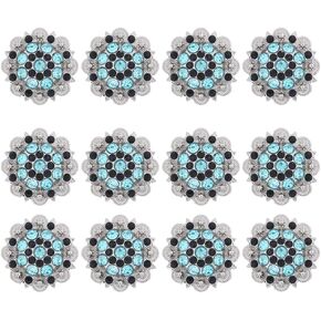 xingqida Flower Rhinestone Conchos Crystal Leathercraft Conchos with Screws Back，12 PCS