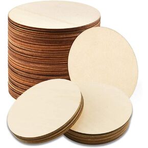 25 Pcs 4 Inch Wood Circles, Unfinished Wood Circles Round Disc Cutouts, 1/9 Inch Blank Round Wooden Circles for DIY Crafts, Painting, Staining, Coasters Making, Home Decorations in Kuwait