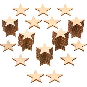 500 Pieces Star Shape Unfinished Wood Pieces, Blank Wood Pieces Wooden Cutouts Ornaments for Memorial Day Independence 4th of July Patriotic Craft Project and Decoration (1 Inch)