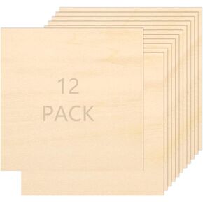 12 قطعة 10 × 10 انش اوراق خشب الزيزفون 1/8 الواح خشب رقائقي غير مكتملة للنماذج المعمارية والرسم والنقش على الخشب والحرق بالليزر in Kuwait
