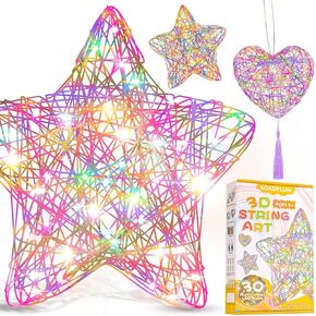 مجموعة أدوات فنية ثلاثية الأبعاد من ROADPLUM للأطفال، تصنع 6 فوانيس على شكل نجمة قلب مضيئة مع 30 مصباح LED متعدد الألوان، هدايا للأولاد والبنات الذين تزيد أعمارهم عن 6 سنوات، مشاريع فنية وحرفية DIY لديكور غرفة الإضاءة الليلية للأطفال in Kuwait