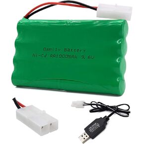 Qsmily® 9.6V RC Battery Pack, 2000mAh AA Rechargeable Ni-MH Battery Pack with Tamiya Connector and USB Charger Cable, Suitable for RC Monster Truck, RC Battle Tank, RC Aircraft Carrier Model in Saudi Arabia