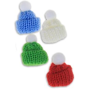 قبعات كريسماس صغيرة محبوك بأشكال فنية وحرفية - قبعات شتوية للعطلات لمستلزمات المشروع DIY أو ديكور الحفلات - مجموعة من 4 قطع in Kuwait