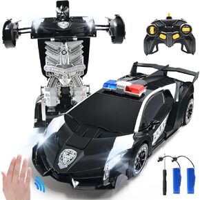 Jeestam RC Cars Robot للأطفال التحكم عن بعد Transformrobot Car Toys مع استشعار الإيماءات بزر واحد للتشوه التلقائي، مقياس 1:14 دوران 360 درجة، أفضل هدية للأولاد والبنات (أسود)