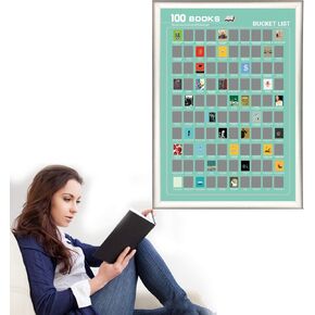 ملصق LOADWRITE 100 كتاب قابل للخدش للبالغين - 100 كتاب يجب قراءته في قائمة دلو طوال الوقت، الملحقات متضمنة، 16.5 بوصة × 23.4 بوصة (أخضر) in Kuwait