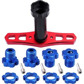 Hobbypark Aluminum 17mm Hex Hubs and Nuts (Splined) & Wheel Wrench for E-Revo/Revo 3.3 / E-Maxx/Summit/T-Maxx/Slayer Pro 4X4 RC Cars Trucks (Gold Hubs)