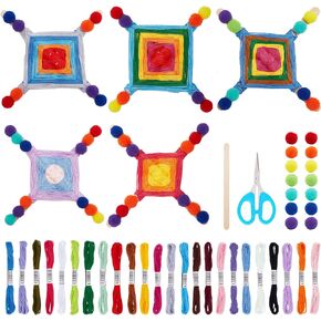 WEBEEDY 10 Set Yarn Craft Kit Yarn-Wrapped God's Eye Craft Kit Crochet Kit for Beginners Weaving Gifts DIY Craft Christmas Gifts