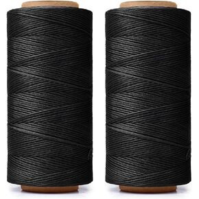 Waxed Thread, 568 Yards 2 PCS 150D 0.8mm Waxed Thread for Leather Sewing, Leather Thread for Hand Sewing, Leather Craft DIY, Wallets, Shoe Repairing, Book Binding (White) in Saudi Arabia