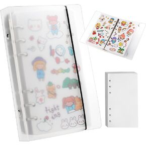 Reusable Sticker Book 100 Sheets Sticker Collecting Album with Tweezer & Spatula & Heart Label A5 Size