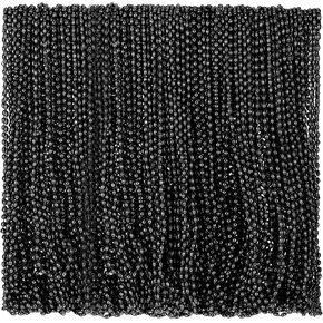 Riceshoot 200 Pcs Black Bead Necklace Bulk Mardi Gras Oval Beads Necklace Party Favors 33" 7mm Metallic Color Beaded Costume Necklaces for Halloween Christmas Carnival Festive Event Accessories in Saudi Arabia