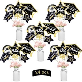 Maroon and Gold Graduation Decorations Set of 24 Class of 2023 Table Decor Congrats Grad Party Centerpiece Sticks Table Toppers Graduation Party Supplies