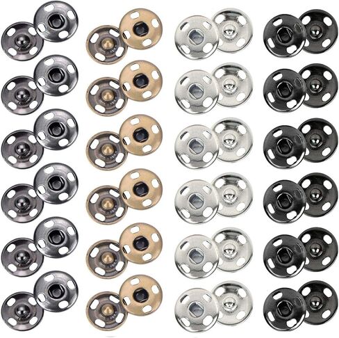 Kenkio 200 Sets 10 mm Sew-on Snap Metal Snaps Fasteners Press Studs Buttons for Sewing Clothing, 4 Colors in Kuwait
