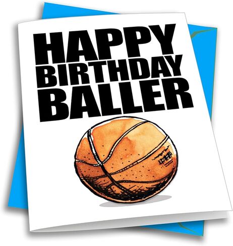 Play Strong Basketball Happy Birthday Baller Birthday Card 1-Pack (5x7) Illustrated Sports Birthday Cards Greeting Cards Awesome for Basketball Players, Coaches and Fans Birthdays, Gifts and Parties! in Saudi Arabia