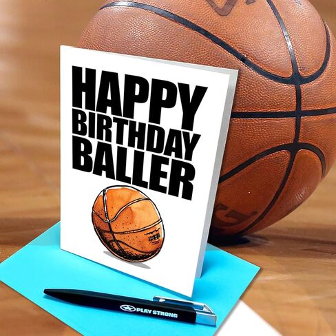 Play Strong Basketball Happy Birthday Baller Birthday Card 1-Pack (5x7) Illustrated Sports Birthday Cards Greeting Cards Awesome for Basketball Players, Coaches and Fans Birthdays, Gifts and Parties! in Saudi Arabia