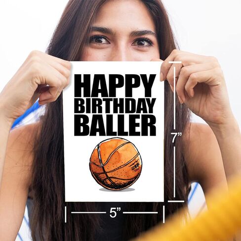 Play Strong Basketball Happy Birthday Baller Birthday Card 1-Pack (5x7) Illustrated Sports Birthday Cards Greeting Cards Awesome for Basketball Players, Coaches and Fans Birthdays, Gifts and Parties! in Saudi Arabia