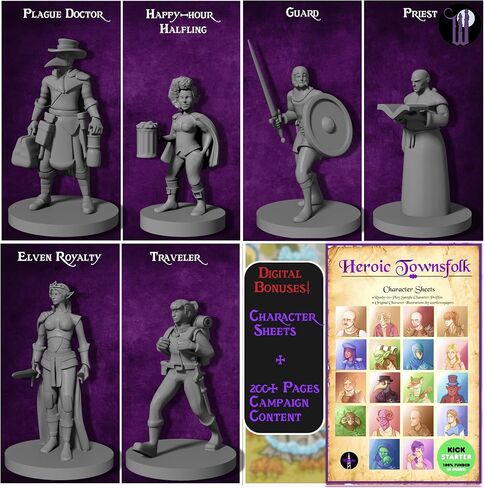 12 Miniatures Unpainted Town Guards Enemies- Plague Doctors, Commoners, Guards, Thugs| 28mm for DND Minis Dungeons Dragons 5th Edition Figures | Figurines for DND 5e Fantasy RPG DND Figures in Saudi Arabia