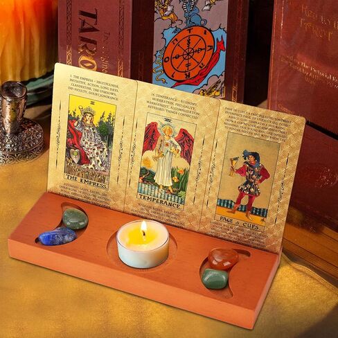 BestMal التارو حامل بطاقة التارو حامل بطاقة التارو الخشبية الوقوف مع الثلاثي آلهة رمز التارو حامل التارو عرض القراءة الزخرفية لوازم مذبح الويكا للتأمل العرافة in Kuwait