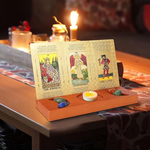 BestMal التارو حامل بطاقة التارو حامل بطاقة التارو الخشبية الوقوف مع الثلاثي آلهة رمز التارو حامل التارو عرض القراءة الزخرفية لوازم مذبح الويكا للتأمل العرافة in Kuwait