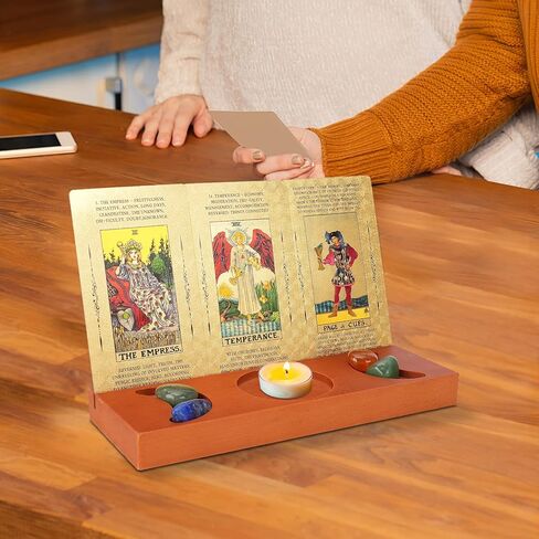 BestMal التارو حامل بطاقة التارو حامل بطاقة التارو الخشبية الوقوف مع الثلاثي آلهة رمز التارو حامل التارو عرض القراءة الزخرفية لوازم مذبح الويكا للتأمل العرافة in Kuwait