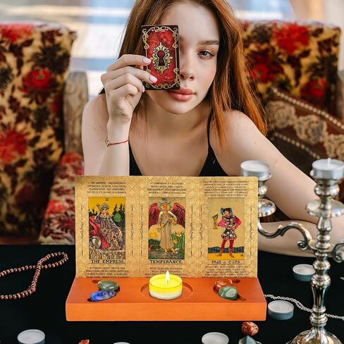 BestMal التارو حامل بطاقة التارو حامل بطاقة التارو الخشبية الوقوف مع الثلاثي آلهة رمز التارو حامل التارو عرض القراءة الزخرفية لوازم مذبح الويكا للتأمل العرافة in Kuwait