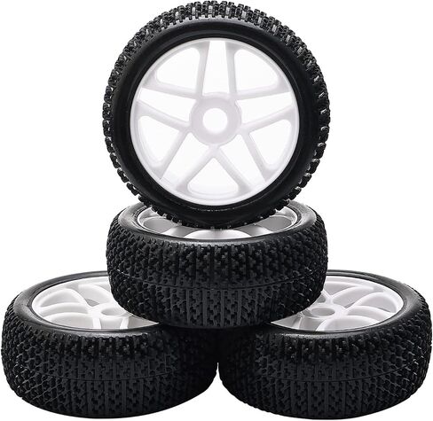 4PCS 17mm Hub Wheel Rim & T Grain Tires for HSP 1:8 Off-Road RC Car Buggy Tyre Yellow in Saudi Arabia
