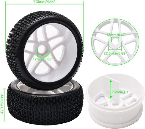 4PCS 17mm Hub Wheel Rim & T Grain Tires for HSP 1:8 Off-Road RC Car Buggy Tyre Yellow in Saudi Arabia