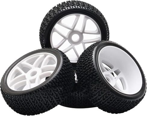 4PCS 17mm Hub Wheel Rim & T Grain Tires for HSP 1:8 Off-Road RC Car Buggy Tyre Yellow in Saudi Arabia