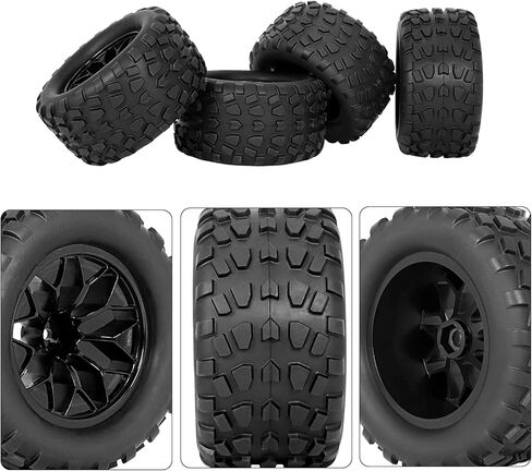 إطارات وعجلات RCMOXETO 12 مم سداسية RC مقاس 1/10، إطارات وعجلات RC لشاحنة RC مُلصقة مسبقًا وإطارات مع حشوات إسفنجية لـ Traxxas Rustler VXL Stampede Redcat Volcano EPX Pro Blackout XTE إلخ 4 قطع in Kuwait