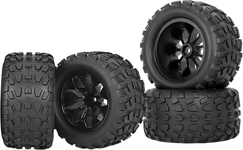 إطارات وعجلات RCMOXETO 12 مم سداسية RC مقاس 1/10، إطارات وعجلات RC لشاحنة RC مُلصقة مسبقًا وإطارات مع حشوات إسفنجية لـ Traxxas Rustler VXL Stampede Redcat Volcano EPX Pro Blackout XTE إلخ 4 قطع in Kuwait