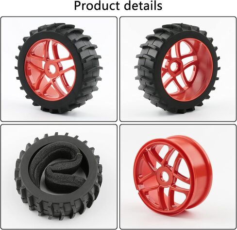 RC Tires 4pcs 1/8 Off Road Buggy Tires 17mm Hex RC Wheels and Tires with Hex Adaptors Nuts and Wrench for Short Course Rally Sand Snow Terrain, Black in Kuwait