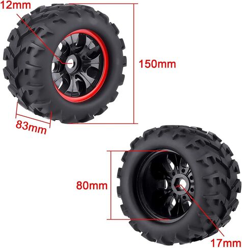 مجموعة عجلات وإطارات شاحنة HobbyPark 3.2 مسبقة اللصق 17 مم سداسية الشكل لـ 1/8 مقياس Arrma Kraton 6s Notorious Traxxas Maxx Tmaxx E-Revo 2.0 3.3 HPI Savage Redcat Kaiju in Saudi Arabia