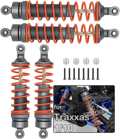 4PCS All Aluminum Front Rear RC Shocks Upgrade Parts for 1/10 Slash 4x4 Rustler 4X4 Stampede 4X4 Hoss 4X4, ARRCat Big Bore RC Shock Absorber Hops up,Replace 5862,Gray in Kuwait