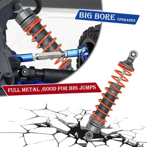 4PCS All Aluminum Front Rear RC Shocks Upgrade Parts for 1/10 Slash 4x4 Rustler 4X4 Stampede 4X4 Hoss 4X4, ARRCat Big Bore RC Shock Absorber Hops up,Replace 5862,Gray in Kuwait