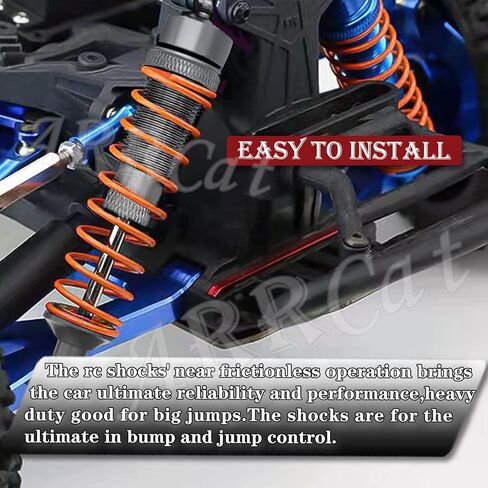 4PCS All Aluminum Front Rear RC Shocks Upgrade Parts for 1/10 Slash 4x4 Rustler 4X4 Stampede 4X4 Hoss 4X4, ARRCat Big Bore RC Shock Absorber Hops up,Replace 5862,Gray in Kuwait