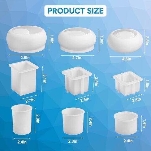 Candle Holder Resin Molds, 9 Pcs Cylindrical Square and Round Tealight Candle Holder Silicone Molds, Candlestick Epoxy Resin Molds for DIY Dining Table Centerpiece Home Wedding Decorations in Saudi Arabia