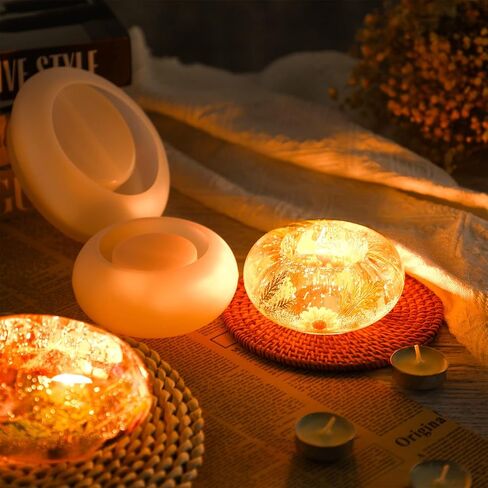 Candle Holder Resin Molds, 9 Pcs Cylindrical Square and Round Tealight Candle Holder Silicone Molds, Candlestick Epoxy Resin Molds for DIY Dining Table Centerpiece Home Wedding Decorations in Saudi Arabia