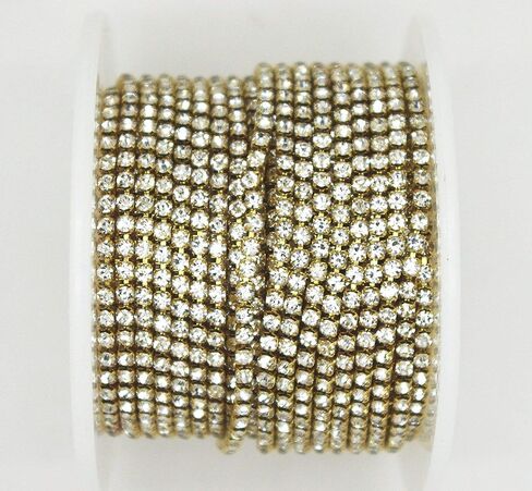 10 Yard Crystal Rhinestone Close Chain Clear Trim Sewing Craft Gold color (2mm) in Kuwait