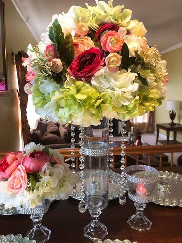 Ollain Crystal Garland Glass Crystals Beaded Trim Clear Chandelier Octagon Beads Chain for Wedding Party DIY Craft Jewelry Decoration (10Ft/10 Strands Crystal Pendants) in Kuwait