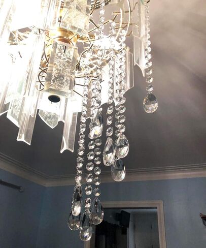 Ollain Crystal Garland Glass Crystals Beaded Trim Clear Chandelier Octagon Beads Chain for Wedding Party DIY Craft Jewelry Decoration (10Ft/10 Strands Crystal Pendants) in Kuwait