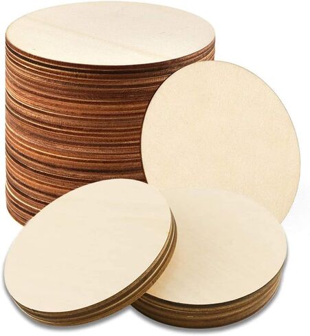 25 Pcs 4 Inch Wood Circles, Unfinished Wood Circles Round Disc Cutouts, 1/9 Inch Blank Round Wooden Circles for DIY Crafts, Painting, Staining, Coasters Making, Home Decorations in Kuwait