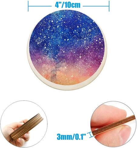 25 Pcs 4 Inch Wood Circles, Unfinished Wood Circles Round Disc Cutouts, 1/9 Inch Blank Round Wooden Circles for DIY Crafts, Painting, Staining, Coasters Making, Home Decorations in Kuwait