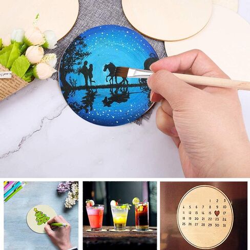 25 Pcs 4 Inch Wood Circles, Unfinished Wood Circles Round Disc Cutouts, 1/9 Inch Blank Round Wooden Circles for DIY Crafts, Painting, Staining, Coasters Making, Home Decorations in Kuwait