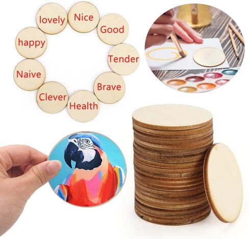 25 Pcs 4 Inch Wood Circles, Unfinished Wood Circles Round Disc Cutouts, 1/9 Inch Blank Round Wooden Circles for DIY Crafts, Painting, Staining, Coasters Making, Home Decorations in Kuwait
