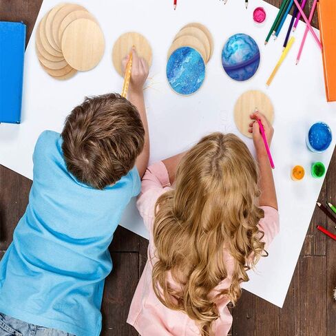 25 Pcs 4 Inch Wood Circles, Unfinished Wood Circles Round Disc Cutouts, 1/9 Inch Blank Round Wooden Circles for DIY Crafts, Painting, Staining, Coasters Making, Home Decorations in Kuwait