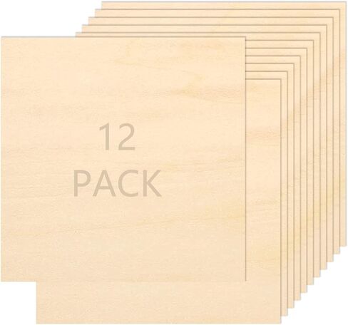 12 قطعة 10 × 10 انش اوراق خشب الزيزفون 1/8 الواح خشب رقائقي غير مكتملة للنماذج المعمارية والرسم والنقش على الخشب والحرق بالليزر in Kuwait