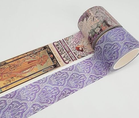 مجموعة من 2 شريط واشي بنمط فن الآرت نوفو من الفونس موتشا بكرات طويلة للغاية بطول 10 متر/390 انش! in Kuwait