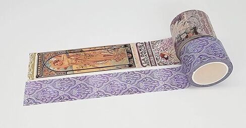 مجموعة من 2 شريط واشي بنمط فن الآرت نوفو من الفونس موتشا بكرات طويلة للغاية بطول 10 متر/390 انش! in Kuwait