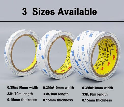 9448A Double Sided Tape for Scrapbook 0.39in x 33ft, Heavy Duty Double Sided Mounting Tape, Adhesive Sticky Tape for Scrapbooking Sticker, Picture Hanging Strips, Poster, LED Strips, Art Craft in Kuwait